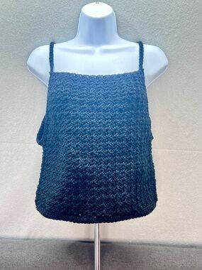 Handmade Crochet Tank Top Black Boho Festival Knit  Medium